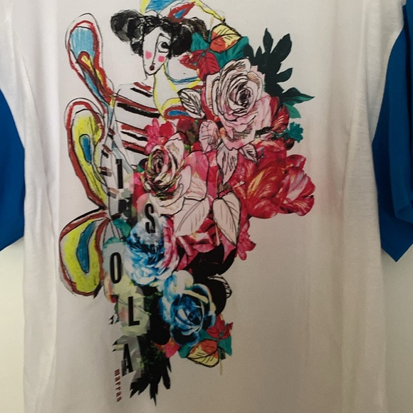 I’M Isola Marras Silk Cotton Combination Logo Print Top NeverUsed - Picture 2 of 16